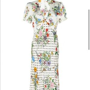 RIXO Star Silk Satin Floral Dress